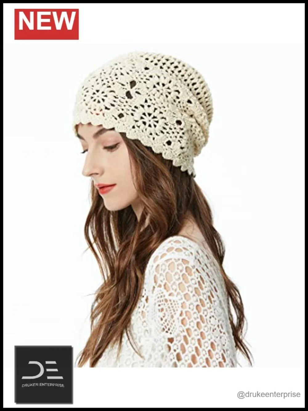 Women's Cotton Crochet Slouchy Beanie Hat Handmade Knit Summer Skull Cap
